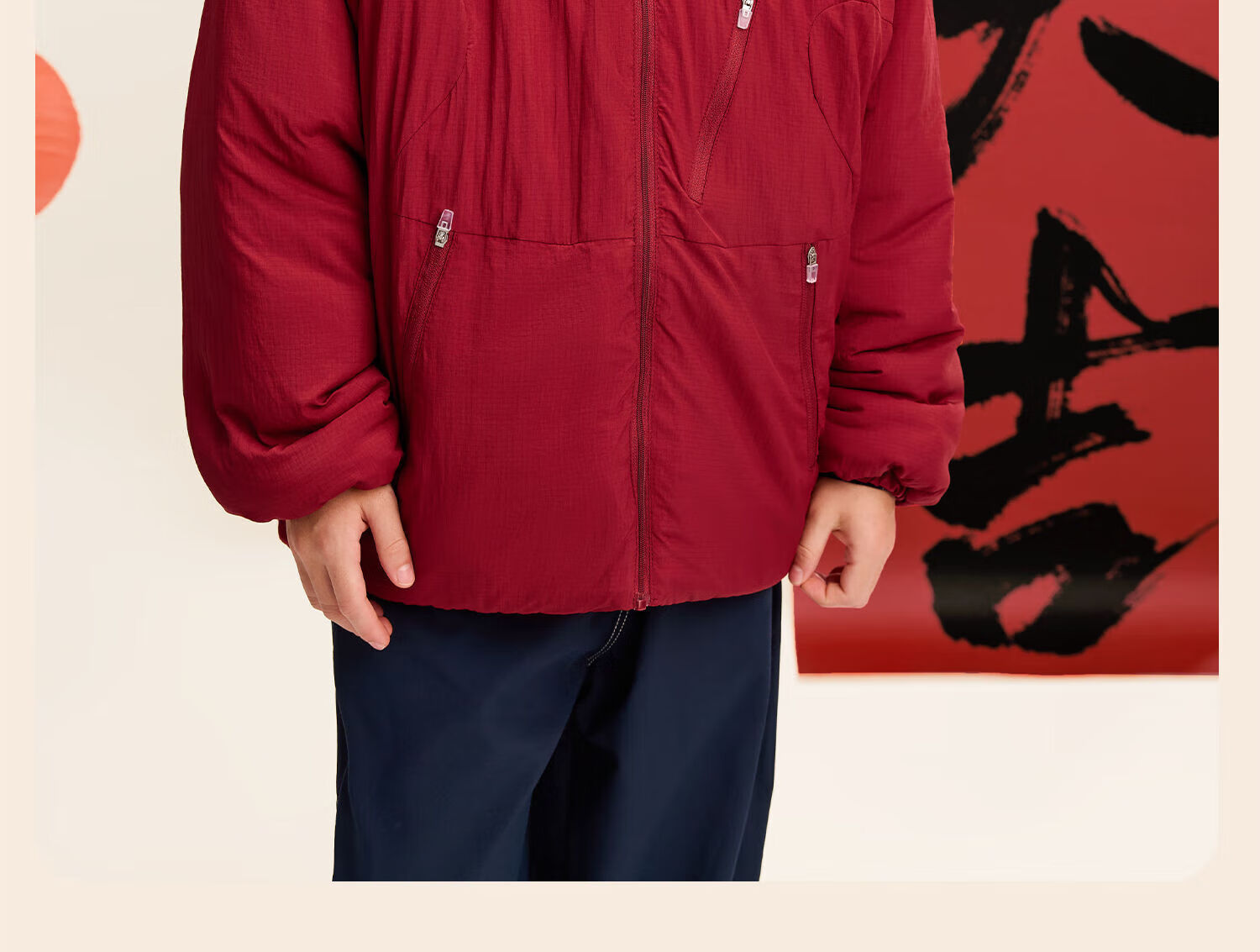 Zuo Xi Boys Red Cotton Jacket 2025 New Children's Snowy Cotton Padded Coat New Year Style Red 170 31